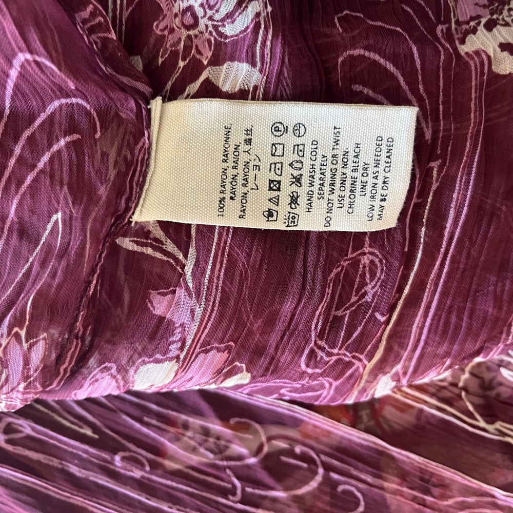 Free People Midi Dress Women XS Plum Black Floral Mixed Print Boho V-Neck Hippie - Picture 11 of 11